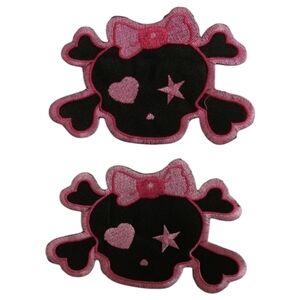 🔥2 XL Girly Skull Iron-On Patch Gothic Punk